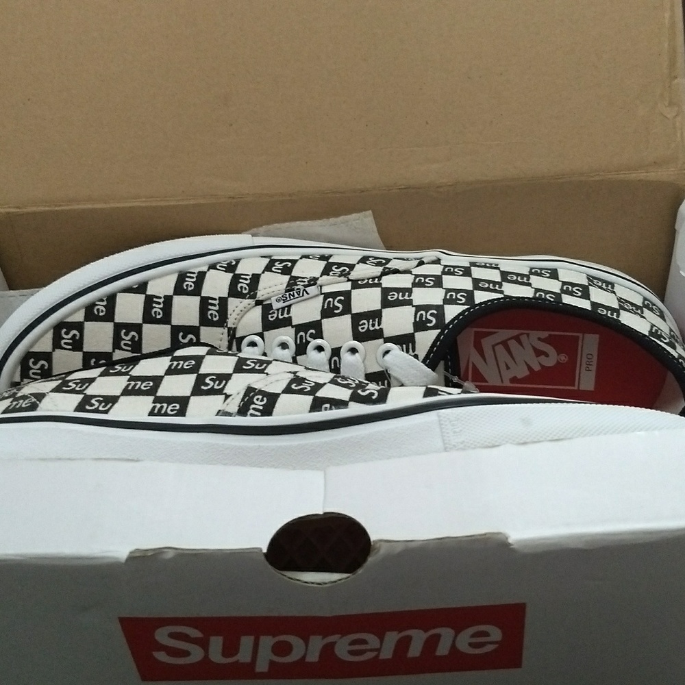 Supreme Black Checkered Vans SS16